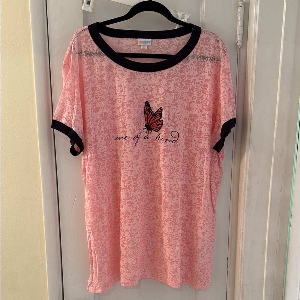 LulaRoe Pink Butterfly Graphic Tee